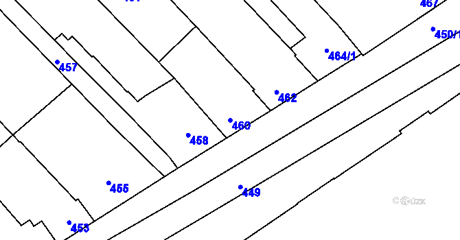 Parcela st. 460 v KÚ Vnorovy, Katastrální mapa