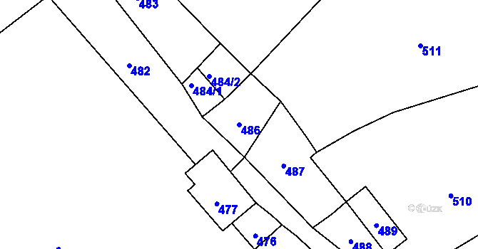 Parcela st. 486 v KÚ Vnorovy, Katastrální mapa