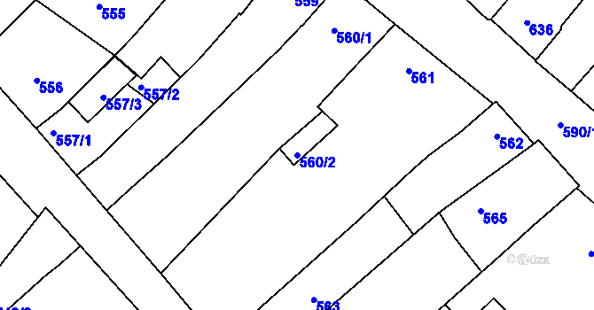 Parcela st. 560/2 v KÚ Vnorovy, Katastrální mapa