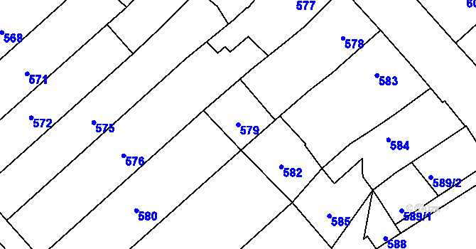 Parcela st. 579 v KÚ Vnorovy, Katastrální mapa