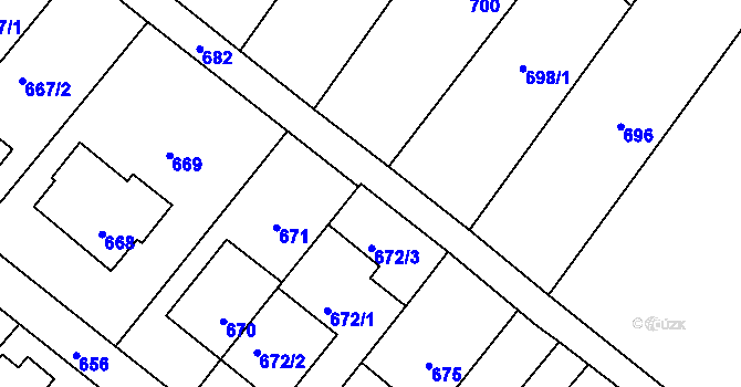 Parcela st. 672/4 v KÚ Vnorovy, Katastrální mapa