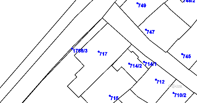 Parcela st. 717 v KÚ Vnorovy, Katastrální mapa
