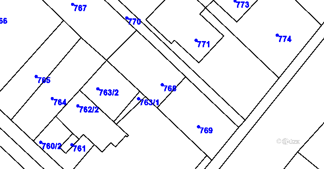 Parcela st. 768 v KÚ Vnorovy, Katastrální mapa