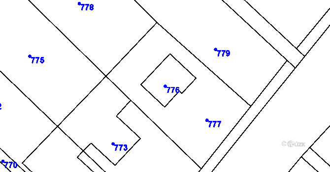 Parcela st. 776 v KÚ Vnorovy, Katastrální mapa