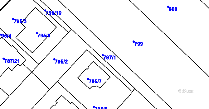 Parcela st. 797 v KÚ Vnorovy, Katastrální mapa
