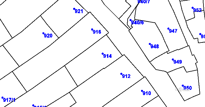 Parcela st. 914 v KÚ Vnorovy, Katastrální mapa