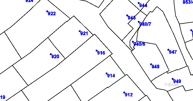 Parcela st. 916 v KÚ Vnorovy, Katastrální mapa