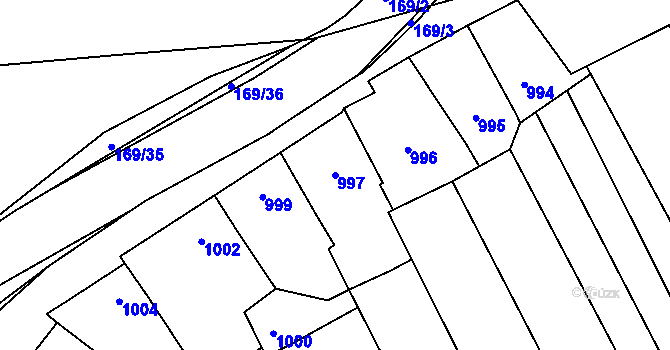 Parcela st. 997 v KÚ Vnorovy, Katastrální mapa