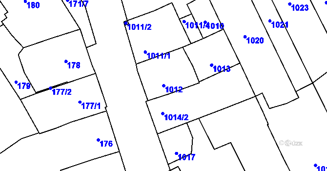Parcela st. 1012 v KÚ Vnorovy, Katastrální mapa