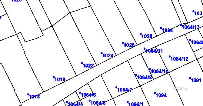 Parcela st. 1024 v KÚ Vnorovy, Katastrální mapa