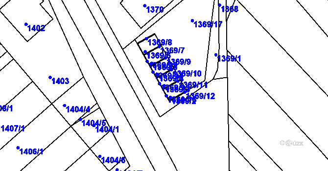 Parcela st. 1369/3 v KÚ Vnorovy, Katastrální mapa