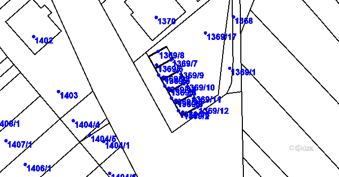 Parcela st. 1369/4 v KÚ Vnorovy, Katastrální mapa