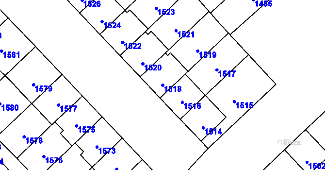 Parcela st. 1518 v KÚ Vnorovy, Katastrální mapa