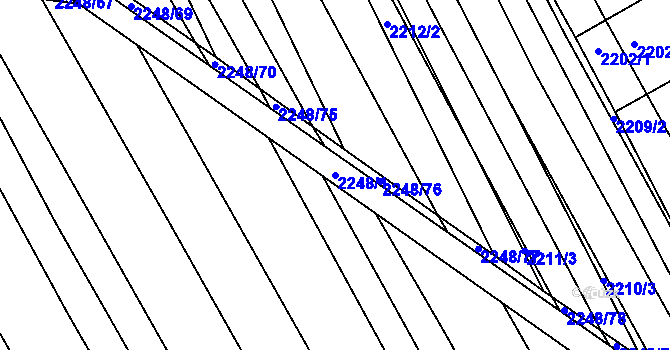 Parcela st. 2248/1 v KÚ Vnorovy, Katastrální mapa