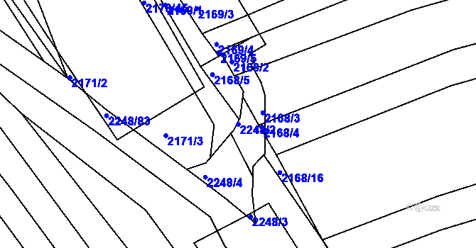 Parcela st. 2248/2 v KÚ Vnorovy, Katastrální mapa