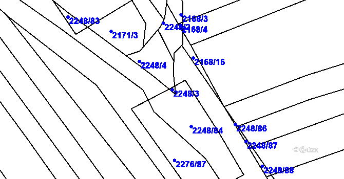 Parcela st. 2248/3 v KÚ Vnorovy, Katastrální mapa