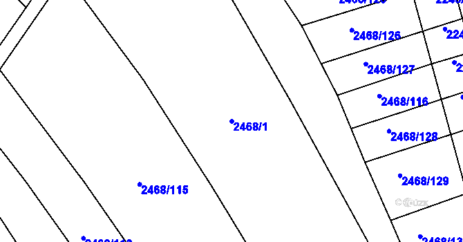 Parcela st. 2468/1 v KÚ Vnorovy, Katastrální mapa