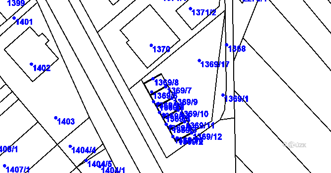 Parcela st. 1369/7 v KÚ Vnorovy, Katastrální mapa