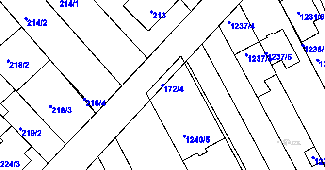 Parcela st. 172/4 v KÚ Vnorovy, Katastrální mapa