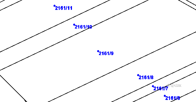 Parcela st. 2161/9 v KÚ Vnorovy, Katastrální mapa