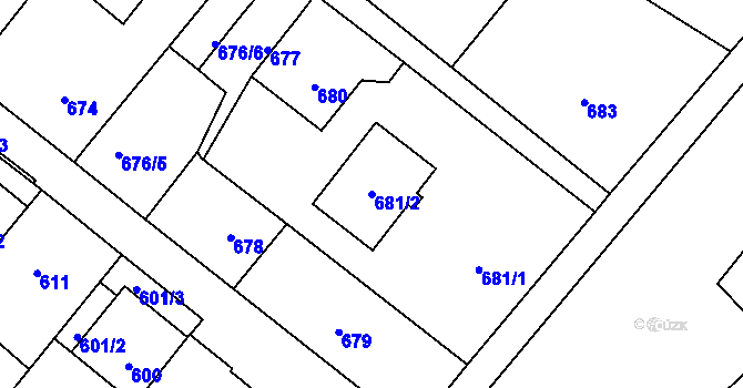 Parcela st. 681/2 v KÚ Vnorovy, Katastrální mapa