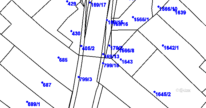 Parcela st. 169/13 v KÚ Vnorovy, Katastrální mapa