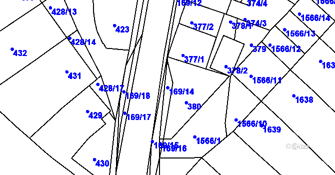 Parcela st. 169/14 v KÚ Vnorovy, Katastrální mapa