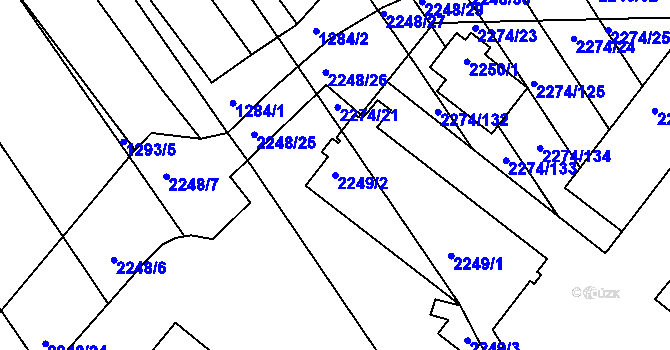 Parcela st. 2249/2 v KÚ Vnorovy, Katastrální mapa