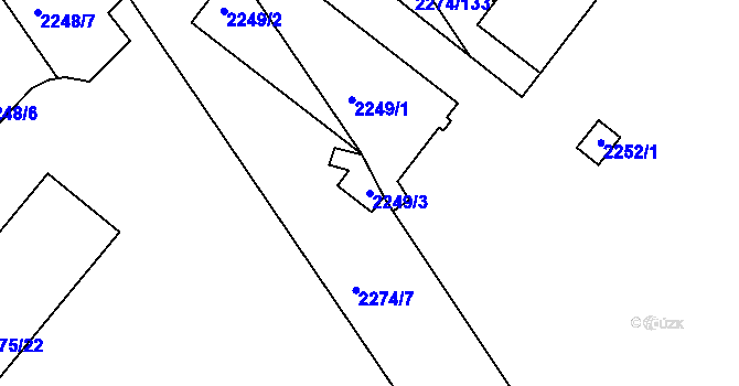 Parcela st. 2249/3 v KÚ Vnorovy, Katastrální mapa