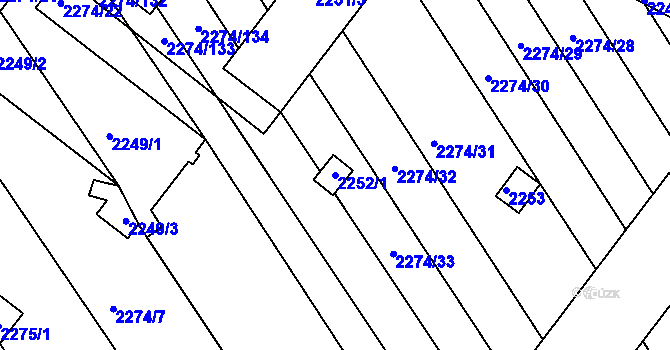 Parcela st. 2252/1 v KÚ Vnorovy, Katastrální mapa