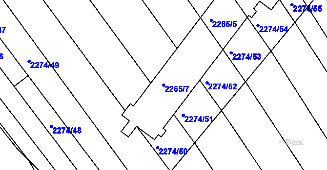 Parcela st. 2265/7 v KÚ Vnorovy, Katastrální mapa