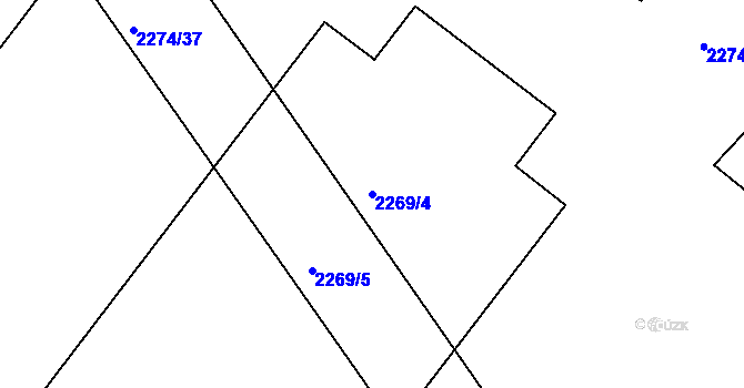 Parcela st. 2269/4 v KÚ Vnorovy, Katastrální mapa
