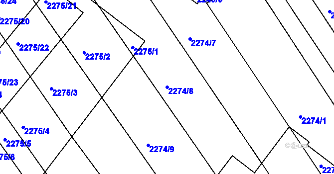 Parcela st. 2274/8 v KÚ Vnorovy, Katastrální mapa