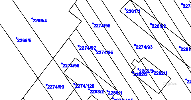 Parcela st. 2274/96 v KÚ Vnorovy, Katastrální mapa