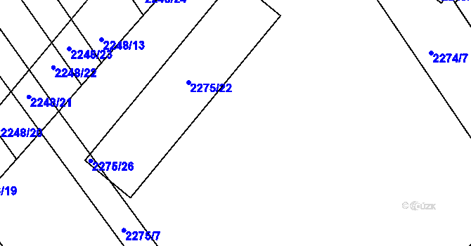 Parcela st. 2275/3 v KÚ Vnorovy, Katastrální mapa