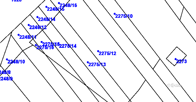 Parcela st. 2275/12 v KÚ Vnorovy, Katastrální mapa