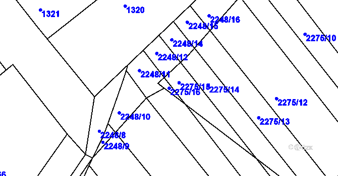 Parcela st. 2275/16 v KÚ Vnorovy, Katastrální mapa