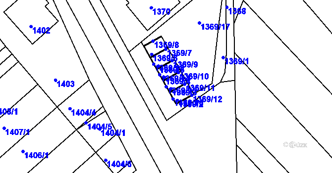 Parcela st. 1369/15 v KÚ Vnorovy, Katastrální mapa