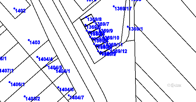 Parcela st. 1369/16 v KÚ Vnorovy, Katastrální mapa