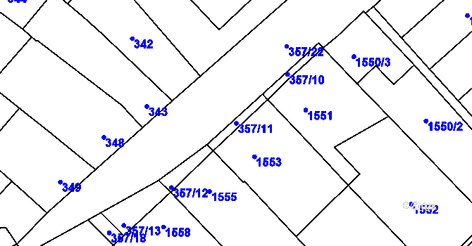 Parcela st. 357/11 v KÚ Vnorovy, Katastrální mapa