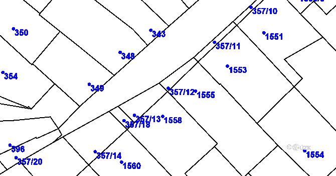 Parcela st. 357/12 v KÚ Vnorovy, Katastrální mapa