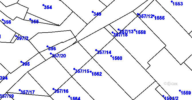 Parcela st. 357/14 v KÚ Vnorovy, Katastrální mapa