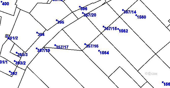 Parcela st. 357/16 v KÚ Vnorovy, Katastrální mapa