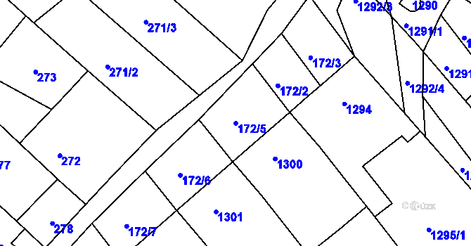 Parcela st. 172/5 v KÚ Vnorovy, Katastrální mapa