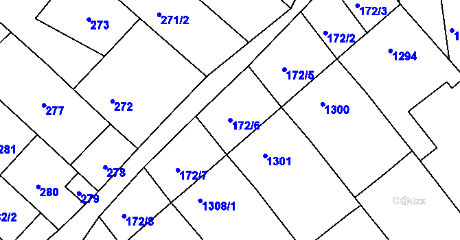 Parcela st. 172/6 v KÚ Vnorovy, Katastrální mapa