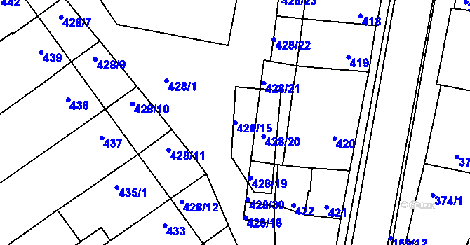 Parcela st. 428/15 v KÚ Vnorovy, Katastrální mapa