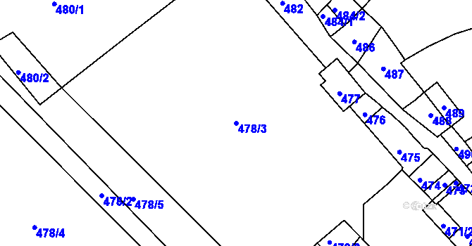 Parcela st. 478/3 v KÚ Vnorovy, Katastrální mapa