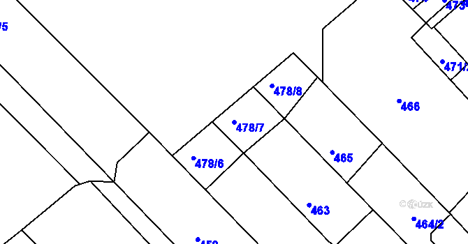 Parcela st. 478/7 v KÚ Vnorovy, Katastrální mapa