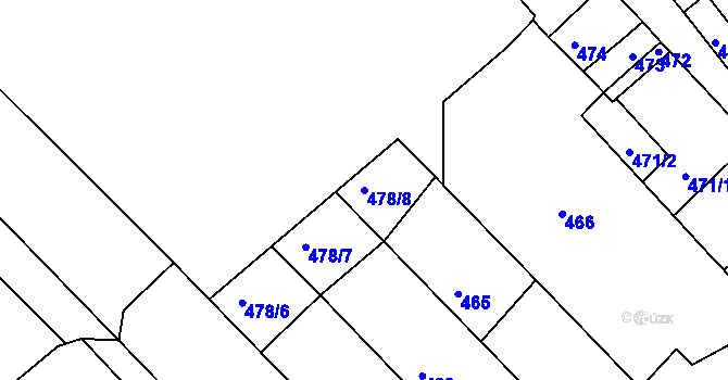Parcela st. 478/8 v KÚ Vnorovy, Katastrální mapa