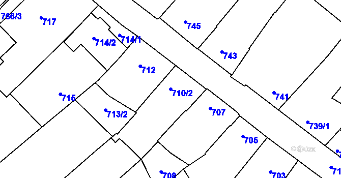 Parcela st. 710/2 v KÚ Vnorovy, Katastrální mapa